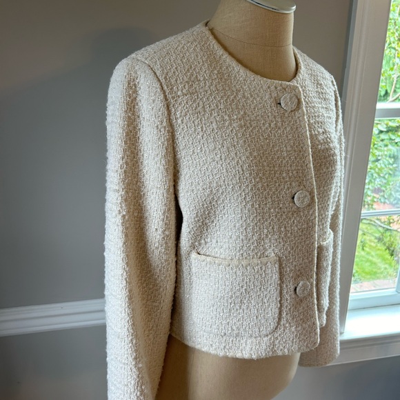 Rebecca Taylor Ivory Tweed Cropped Jacket - Picture 5 of 9